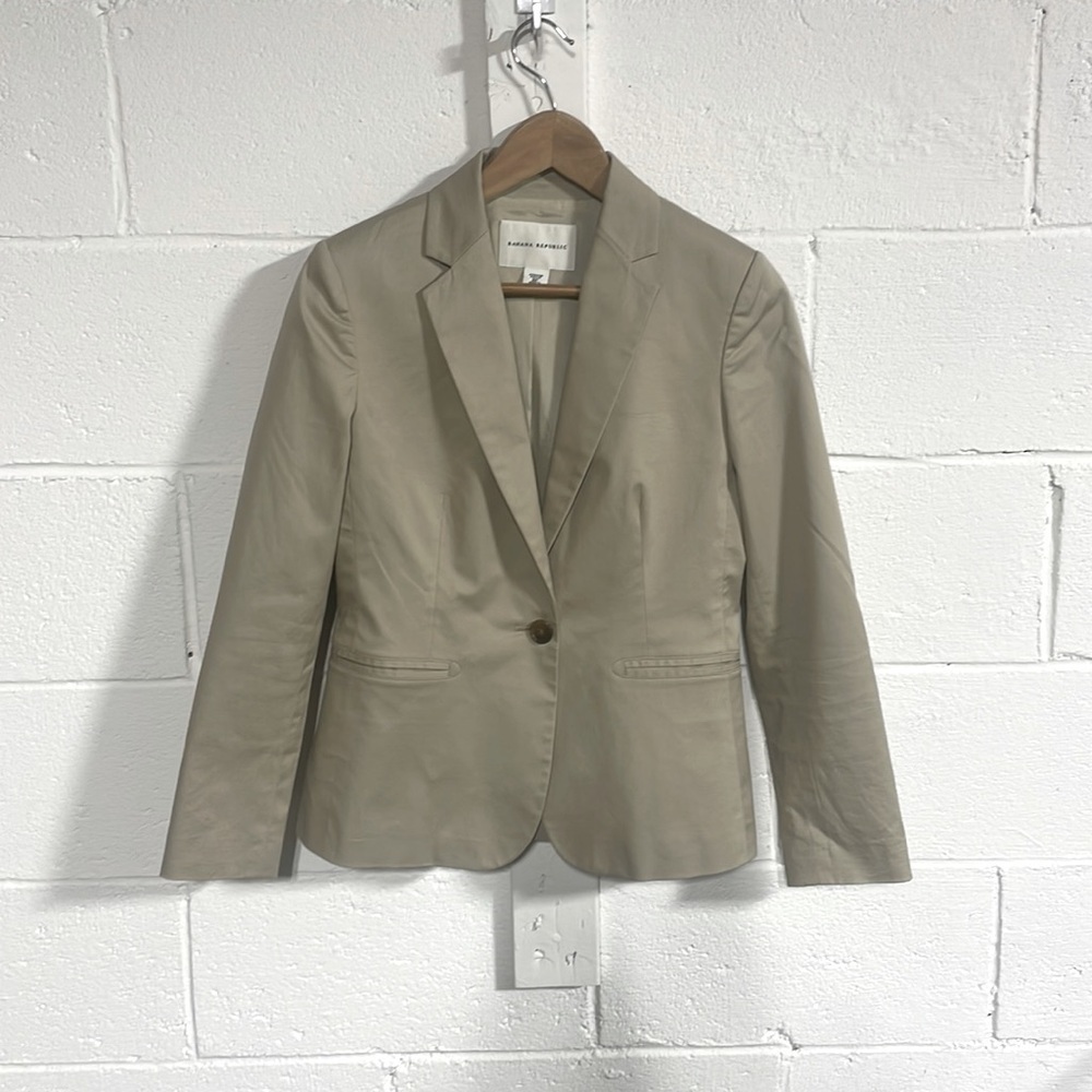 Banana Republic Khaki Cotton Blend Blazer Sz 6P